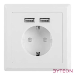 LANBERG AC-WS01-USB2-F AC Wall Socket schuko with 2 Port USB Charger White