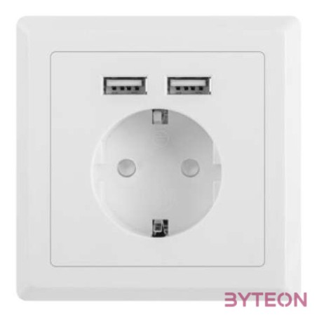 LANBERG AC-WS01-USB2-F AC Wall Socket schuko with 2 Port USB Charger White