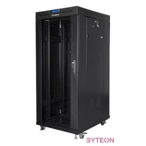 LANBERG free standing rack 19inch cabinet 27U 600x800 glass door LCD flat pack black