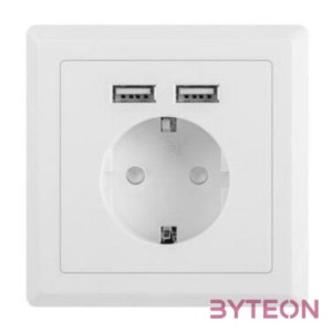 LANBERG AC-WS01-USB2-F AC Wall Socket schuko with 2 Port USB Charger White