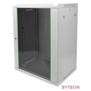 DIGITUS 19inch Wall Cabinet 16HE SoHoline RAL7035 grey without tray 816x600x450mm with glass door