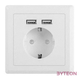 LANBERG AC-WS01-USB2-F AC Wall Socket schuko with 2 Port USB Charger White