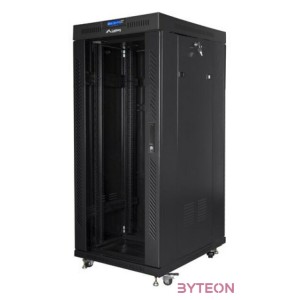 LANBERG free standing rack 19inch cabinet 27U 600x800 glass door LCD flat pack black