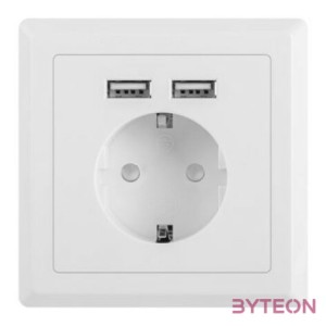 LANBERG AC-WS01-USB2-F AC Wall Socket schuko with 2 Port USB Charger White