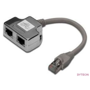 DIGITUS T-Adaptor RJ45 CAT5e 19cm 1xRJ45 M to 2xRJ45 F shielded