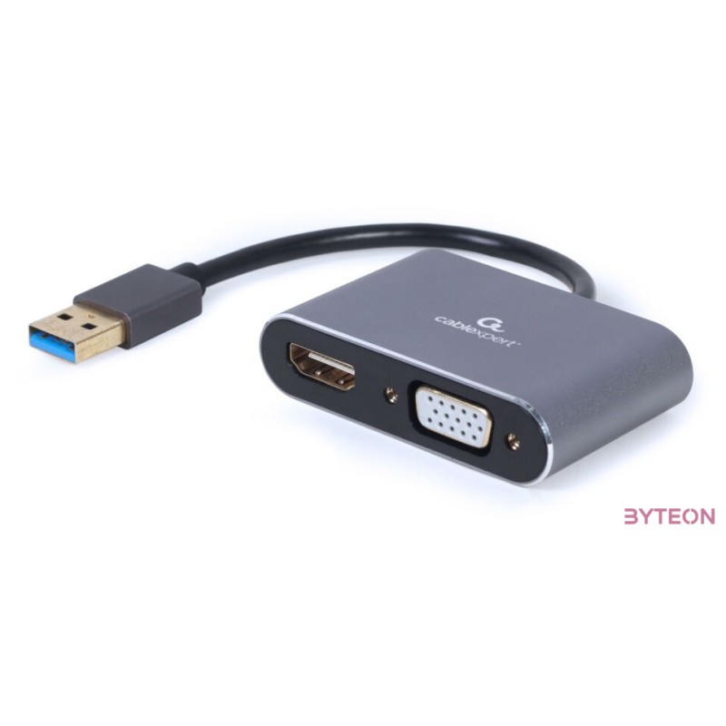 GEMBIRD A-USB3-HDMIVGA-01 USB to HDMI  VGA display adapter space grey