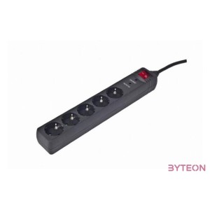 GEMBIRD SPG-5-C-5 surge protector 5 sockets self diagnostic indicator VDE approved german plug power cord 1.5m