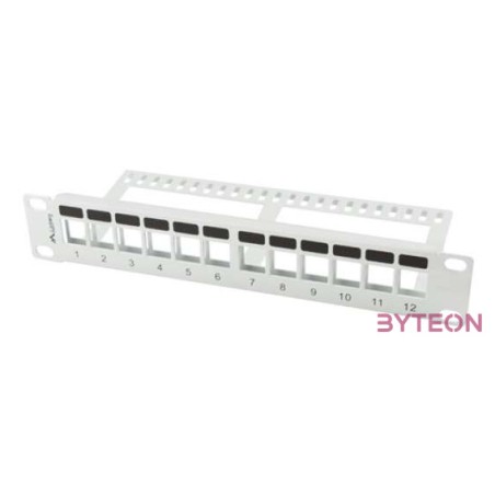 LANBERG patch panel blank 12 port 1U with organizer for keystone modules gray