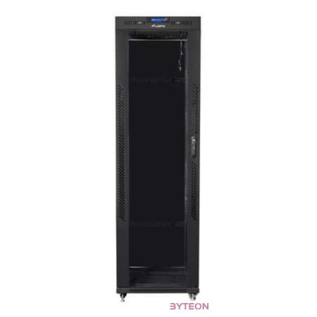 LANBERG free standing rack 19inch cabinet 42U 600x600 glass door LCD flat pack black