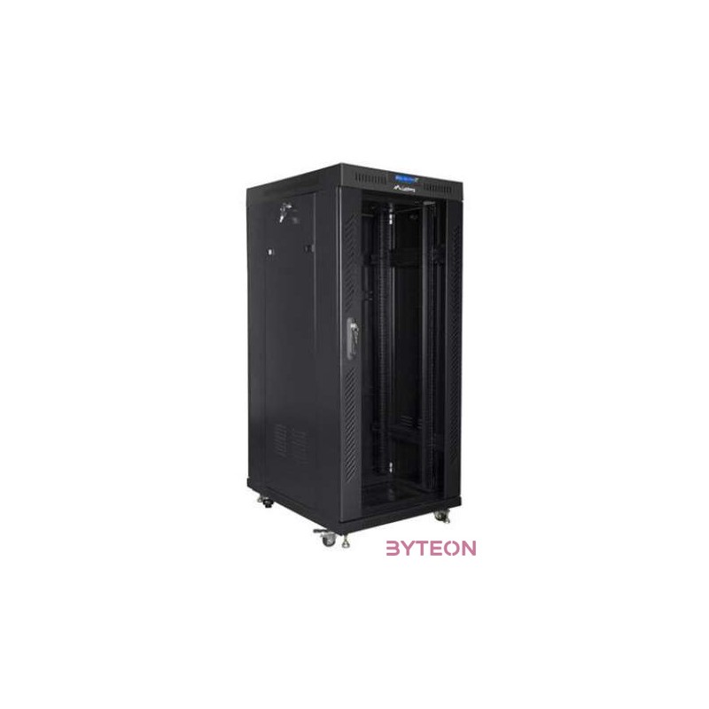 LANBERG free standing rack 19inch cabinet 37U 800x1000 glass door LCD flat pack black