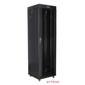 LANBERG free standing rack 19inch cabinet 42U 600x600 glass door LCD flat pack black
