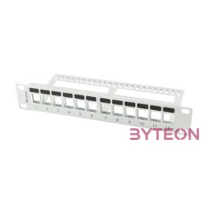 LANBERG patch panel blank 12 port 1U with organizer for keystone modules gray