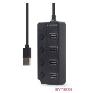GEMBIRD USB 2.0 powered 4-port hub with switches black