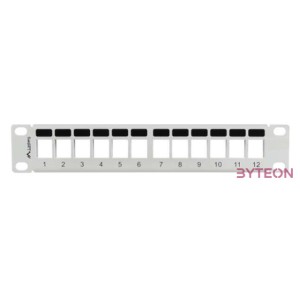 LANBERG patch panel blank 12 port 1U with organizer for keystone modules gray