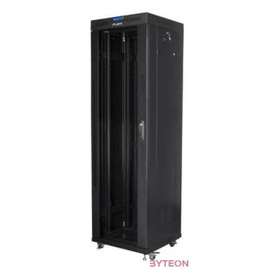 LANBERG free standing rack 19inch cabinet 42U 600x600 glass door LCD flat pack black