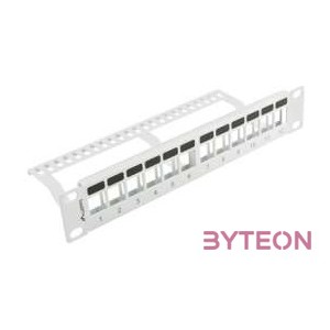 LANBERG patch panel blank 12 port 1U with organizer for keystone modules gray