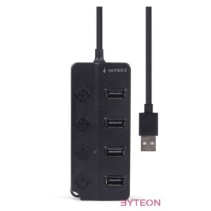 GEMBIRD USB 2.0 powered 4-port hub with switches black