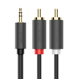 UGREEN AV102 kábel 2x RCA (Cinch) jack 3,5 mm 1,5 m (fekete)