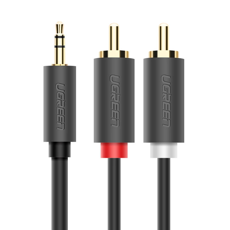 UGREEN AV102 kábel 2x RCA (Cinch) jack 3,5 mm 1,5 m (fekete)