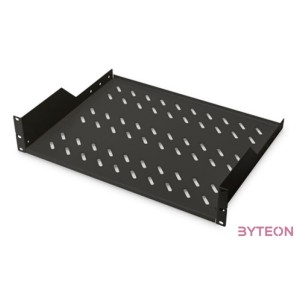 DIGITUS Tray 19inch for wall mount RAL9005 black 483x370x88mm inlc.Mounting material max 25Kg
