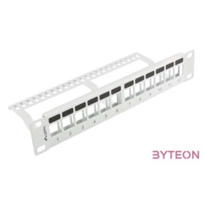 LANBERG patch panel blank 12 port 1U with organizer for keystone modules gray