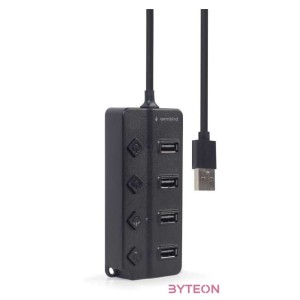 GEMBIRD USB 2.0 powered 4-port hub with switches black