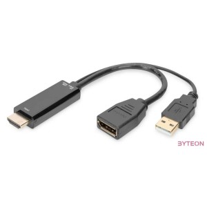 DIGITUS HDMI M to DP F with external Power 4K 30Hz 2m Black