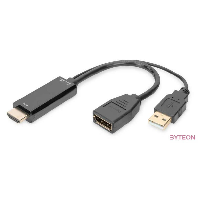 DIGITUS HDMI M to DP F with external Power 4K 30Hz 2m Black