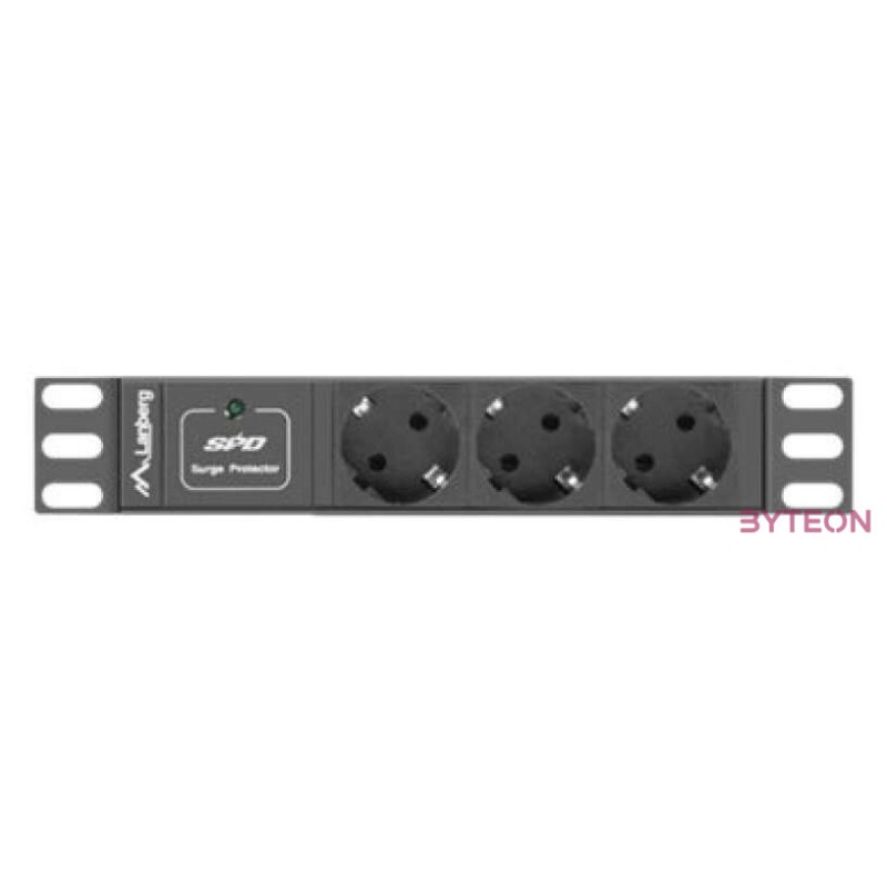 LANBERG PDU-03F-0200-BK PDU 10 1U 16A 3x 230v Schucko 2m Black