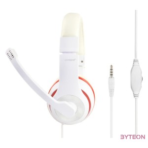GEMBIRD MHS-03-WTRD Stereo headset with microphone white color with red ring