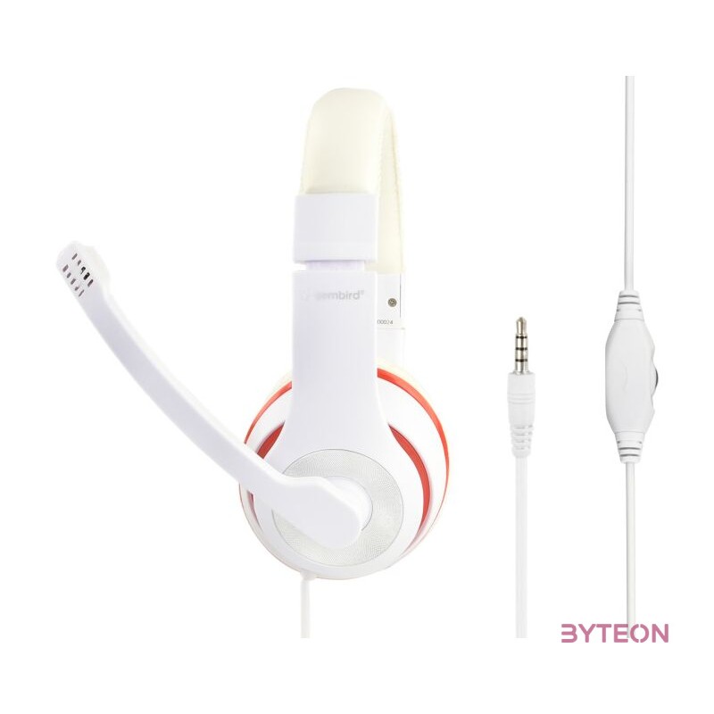 GEMBIRD MHS-03-WTRD Stereo headset with microphone white color with red ring
