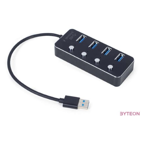 GEMBIRD USB 3.1 Gen 1 4-port hub with switches black
