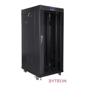 LANBERG free standing rack 19inch cabinet 27U 800x1000 glass door LCD flat pack black