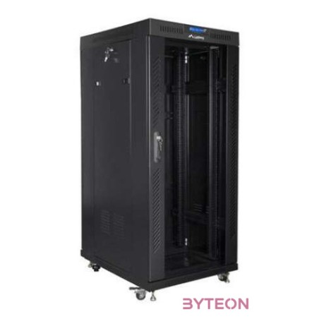 LANBERG free standing rack 19inch cabinet 27U 800x1000 glass door LCD flat pack black