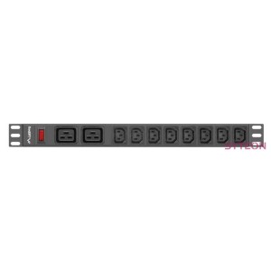 LANBERG power distribution unit PDU 19 1U 16A 2x C19 8x IEC C13 sockets 2m black C20