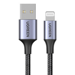 UGREEN 2.4A US199 Lightning USB U kábel, 1m (fekete)