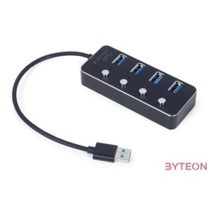 GEMBIRD USB 3.1 Gen 1 4-port hub with switches black