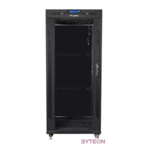 LANBERG free standing rack 19inch cabinet 27U 800x1000 glass door LCD flat pack black