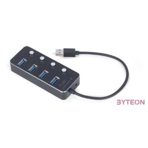 GEMBIRD USB 3.1 Gen 1 4-port hub with switches black