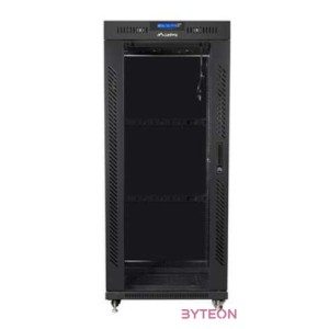 LANBERG free standing rack 19inch cabinet 27U 800x1000 glass door LCD flat pack black