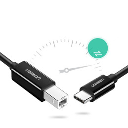 UGREEN US241 CB USB 2.0 kábel nyomtatóhoz, 2 m (fekete)