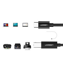 UGREEN US241 CB USB 2.0 kábel nyomtatóhoz, 2 m (fekete)