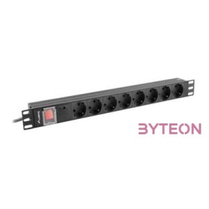 LANBERG PDU 19inch 1U 16A 8x Shuko 2m black