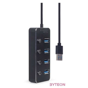 GEMBIRD USB 3.1 Gen 1 4-port hub with switches black