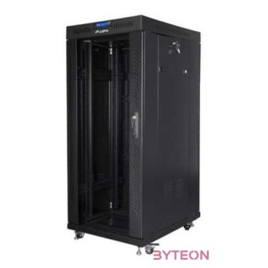 LANBERG free standing rack 19inch cabinet 27U 800x1000 glass door LCD flat pack black