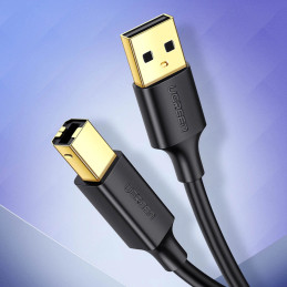 UGREEN US135 USB 2.0 AB nyomtatókábel, aranyozott, 5 m (fekete)