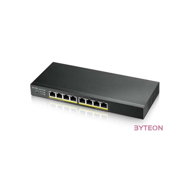 ZYXEL GS1915-8EP 8-port GbE PoE Smart hybrid mode Switch standalone or NebulaFlex Cloud 60 Watt 802.3at desktop fanless