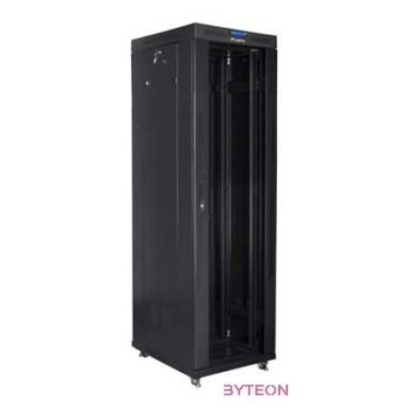 LANBERG free standing rack 19inch cabinet 42U 600x800 glass door LCD flat pack black