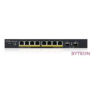 ZYXEL GS1900-10HP v2 8-port GbE L2 PoE Smart Switch  2 SFP slots 802.3at desktop fanless 70 Watt
