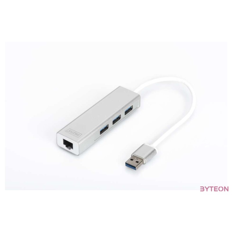 DIGITUS USB3.0 3-Port HUB GLAN Adapter 3xUSB A,F 1xUSB A,M 1xRJ45 LAN
